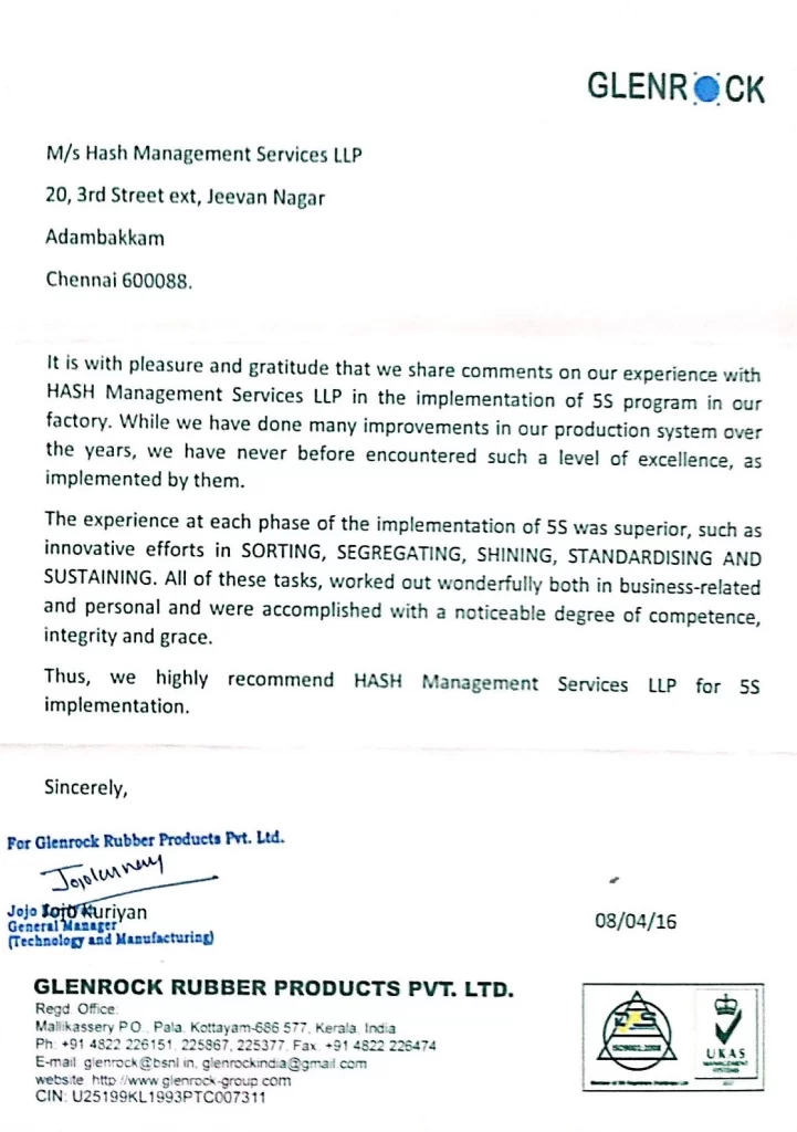 Testimonial on Lean manufacturing and 5S_Glenrock