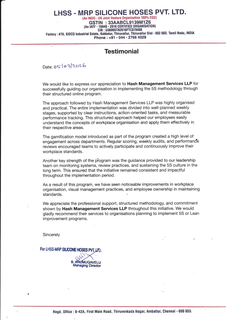Testimonial for 5S at LHSS Silicone Hoses